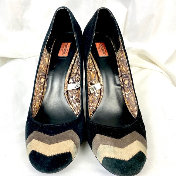Missoni x Target Suede Round Toe Pumps Block Heels - Picture 3 of 10